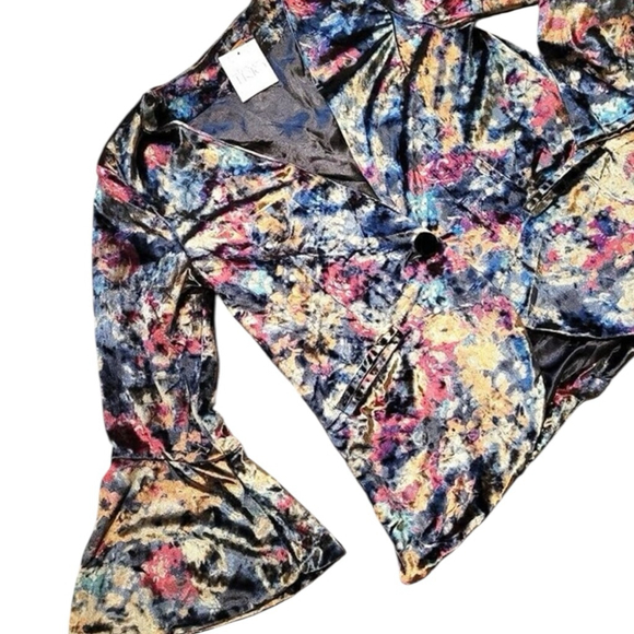 POL Dark Velvet Blazer Multicolor 3/4 Bell Sleeve Size M (19.5”PTP) NWT - Picture 4 of 8